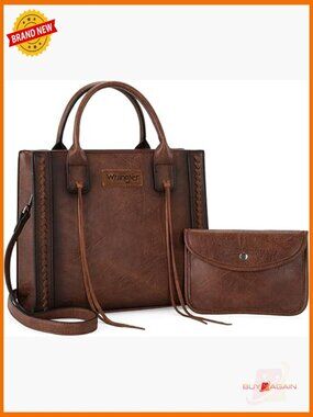 Vintage Western Cowhide Tote Purse with Wallet Set
